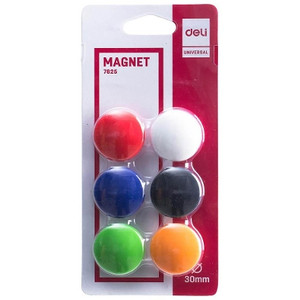 DELI MAGNETS 30MM ASS COLOURS Pack of 6