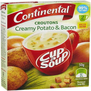 CONTINENTAL CROUTONS POTATO & BACON CUP-A-SOUP 2 SERVES 50GM
