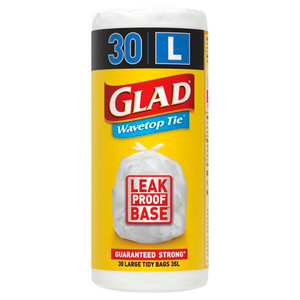 GLAD WAVETOP TIE KITCHEN TIDY BAGS LARGE 30S