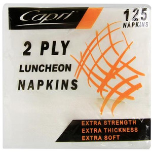 CAPRI LUNCHEON NAPKINS WHITE 2PLY 125S