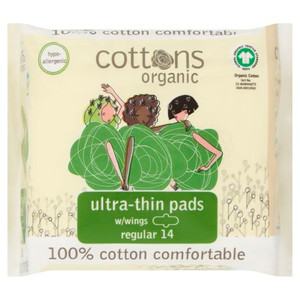 COTTONS ORGANIC ULTRA THIN REGULAR PADS WITH WINGS 14S