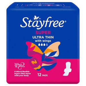 STAYFREE ULTRA THIN SUPER PADS WITH WINGS 12S