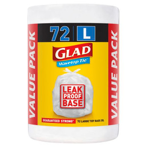 GLAD WAVETOP TIE KITCHEN TIDY BAGS LARGE 72S