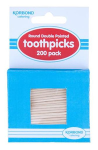 KORBOND ROUND DOUBLE POINTED TOOTHPICKS 200PK (Carton of 12)