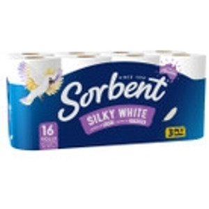 SORBENT EXTRA THICK WHITE 2PLY TOILET TISSUE 16PK