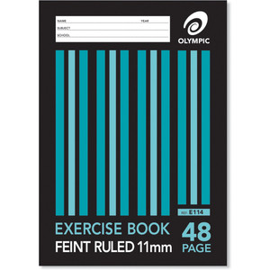 OLYMPIC EXERCISE BOOK E114 A4 297 x 210mm, 48 Pages, 11mm Feint Ruled