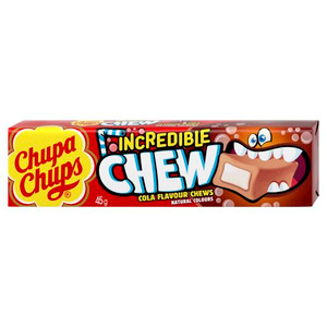 CHUPA CHUPS COLA INCREDIBLE CHEW LOLLIPOP 45GM (Carton of 20)