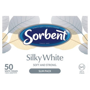 SORBENT ON THE GO WHITE TRAVEL FACIAL TISSUES 50EA (Carton of 24)