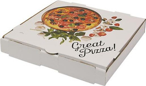 CAST AWAY PIZZA BOX PRINTED WHITE 11 INCH (CA-PIZZA-11) 50S