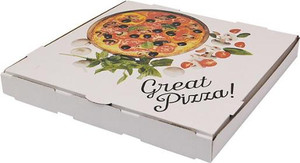 CAST AWAY PIZZA BOX PRINTED WHITE 15 INCH (CA-PIZZA-15) 50S