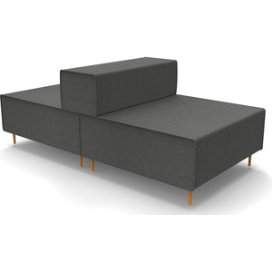 Rapidline Single Back To Back Lounge 925W x 1880D x 710mmH Charcoal Ash