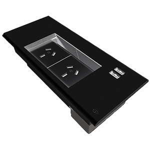 Rapidline Table Surface Mounted Flip Box 2 GPO + 2 USB Black