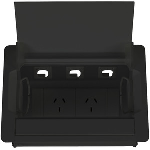 Rapidline Table Surface Mounted Service Box 2 GPO Black