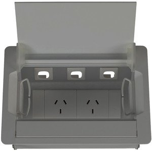 Rapidline Table Surface Mounted Service Box 2 GPO Silver