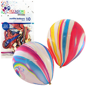 Alpen Occasions Balloons 25cm Marble Assorted Colours Pack Of 10