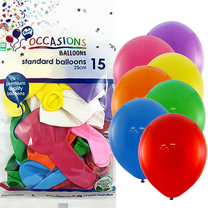 Alpen Occasions Standard Balloons 25cm Assorted Colours Pack Of 15