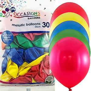 Alpen Occasions Balloons 25cm Metallic Assorted Colours Pack Of 30