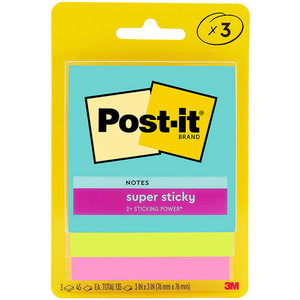 Post-it 3321-SSMIA Super Sticky Notes 76 x 76mm Supernova Neons Pack of 3