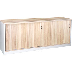 OM Premier Credenza Sliding Doors 1500W x 450D x 720mmH Virginia Walnut and White