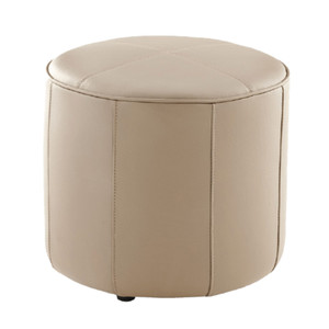 K2 Marbella Keg Round Ottoman Beige Genuine Leather