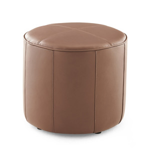 K2 Marbella Keg Round Ottoman Dark Brown PU Leather