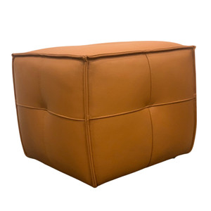 K2 Marbella Cube Square Ottoman Orange Genuine Leather