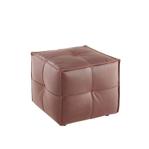 K2 Marbella Cube Square Ottoman Dark Brown PU Leather