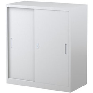 Steelco Sliding Door Cabinet 2 Shelves 914W x 465D x 1015mmH Silver Grey