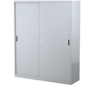 Steelco Sliding Door Cabinet 3 Shelves 1500W x 465D x 1830mmH Graphite Ripple