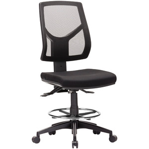 Expo High Back Drafting Chair 3 Lever 670-840mmH Mesh Back Black Fabric Square Seat