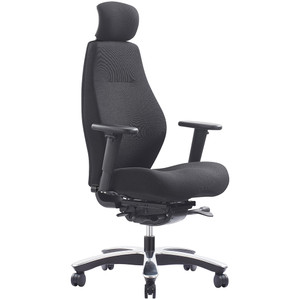 Impact High Back Heavy Duty Multi Shift Chair With Arms And Headrest Black Fabric