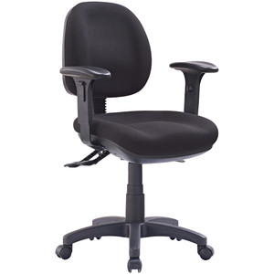 P350 Low Back Task Chair 3 Lever With Arms Black Fabric