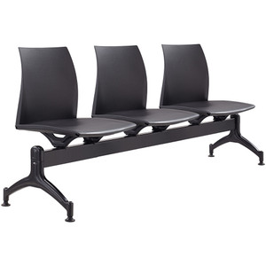 Vinn 3 User Beam Seating Black Metal Frame And Black Plastic Seat