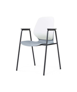 Sylex Kaleido 4 Leg Chair Polypropylene White Back Grey Seat With Arms