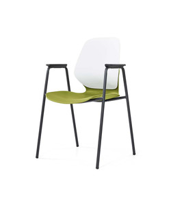 Sylex Kaleido 4 Leg Chair Polypropylene White Back Olive Seat With Arms