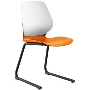 Sylex Kaleido Chair Reverse Cantilever Base Polypropylene White Back Orange Seat