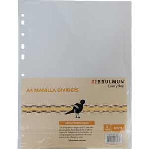 BIBBULMUN MANILLA DIVIDER A4 5 Tab White