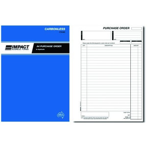 IMPACT CARBONLESS A4 PURCHASE ORDER DUPLICATE BOOK