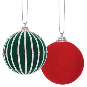 Flocked Baubles 6cm Pack of 10