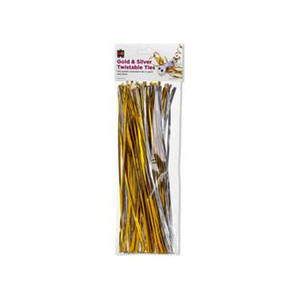 Twistable Ties Gold and Silver 25cm Packet 150