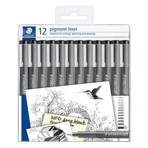 Staedtler 308 Pigment Liner - Pack of 12 Line Widths
