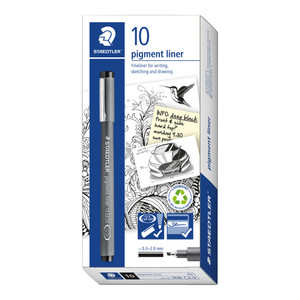 Staedtler 308 Pigment Liner Chisel Tip 0.3-2.0mm - Black, Each