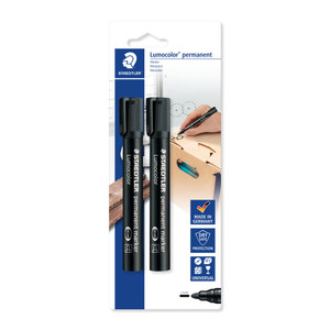 Staedtler 352 Lumocolor Permanent Marker Bullet Point - Black, Card of 2