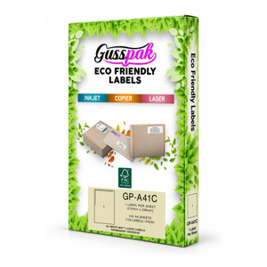 Gusspak White Eco-Friendly Laser/Inkjet/Copier Labels - 210mm x 296mm (No Border) - 1 Label Per Sheet - Pack Of 100 Sheets