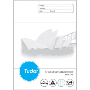 TUDOR BLANK & GRID BOOKS 64Page 250x176mm Grid 5mm Wht ***