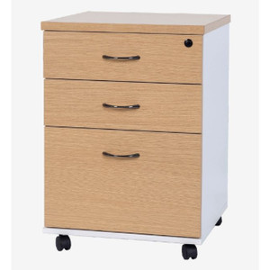 Logan Mobile Pedestal 2 Drawer & 1 Filing Drawer Oak / White