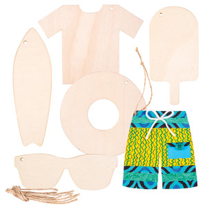 Wooden Australian Summer Shapes, Pack of 24