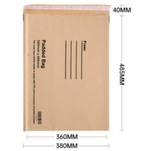 Paper Bubble Padded Bag 360 X 480 X 50mm Flap Brown - (PB07PCR) JL7 Equivalent, Box of 100