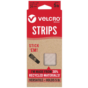 Velcro Eco Collection Strips 63.5mm x 19mm White, Pack of 24