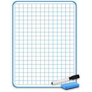Gusspak A3 Double Sided Plain / 2cm Grid Magnetic Student Whiteboard With Mini Eraser And Marker